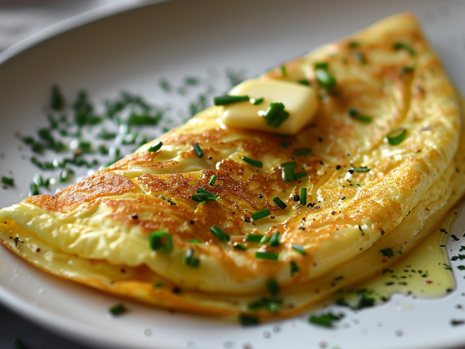 The test of a cook. Pale, never browned, soft as a pillow, folded perfectly. Three eggs, butter, salt — and technique. Gordon Ramsay built a career on this. It takes ten attempts and then it becomes instinct.