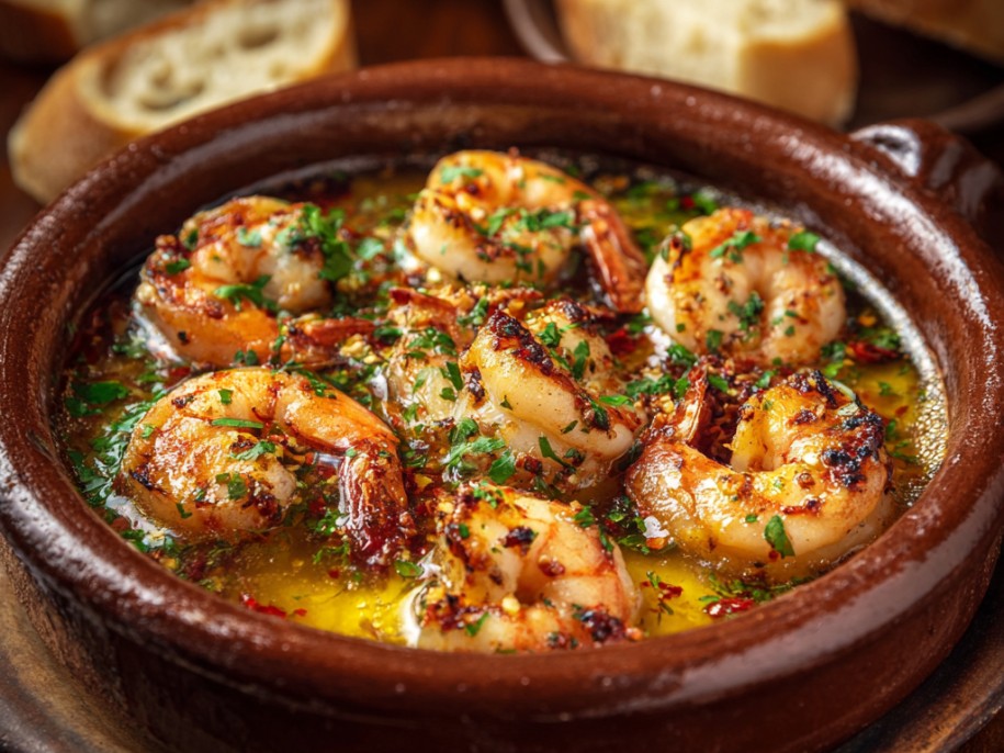 Prawns cooked in an obscene amount of garlic-infused olive oil with dried chiles and a splash of sherry. The oil becomes the sauce and the bread that soaks it up is better than the prawns. Almost.
