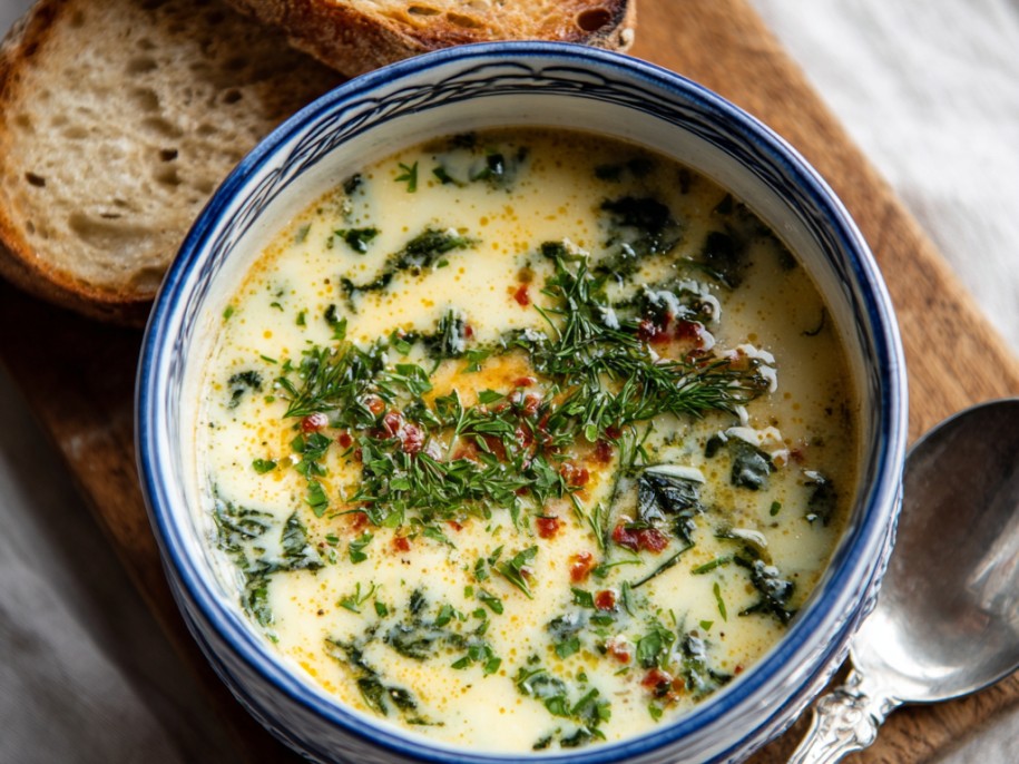 Roman egg-drop soup. A rich homemade chicken broth with eggs beaten with parmesan and nutmeg drizzled in while stirring to create silky egg strands. Done in minutes. Deeply nourishing and elegant.