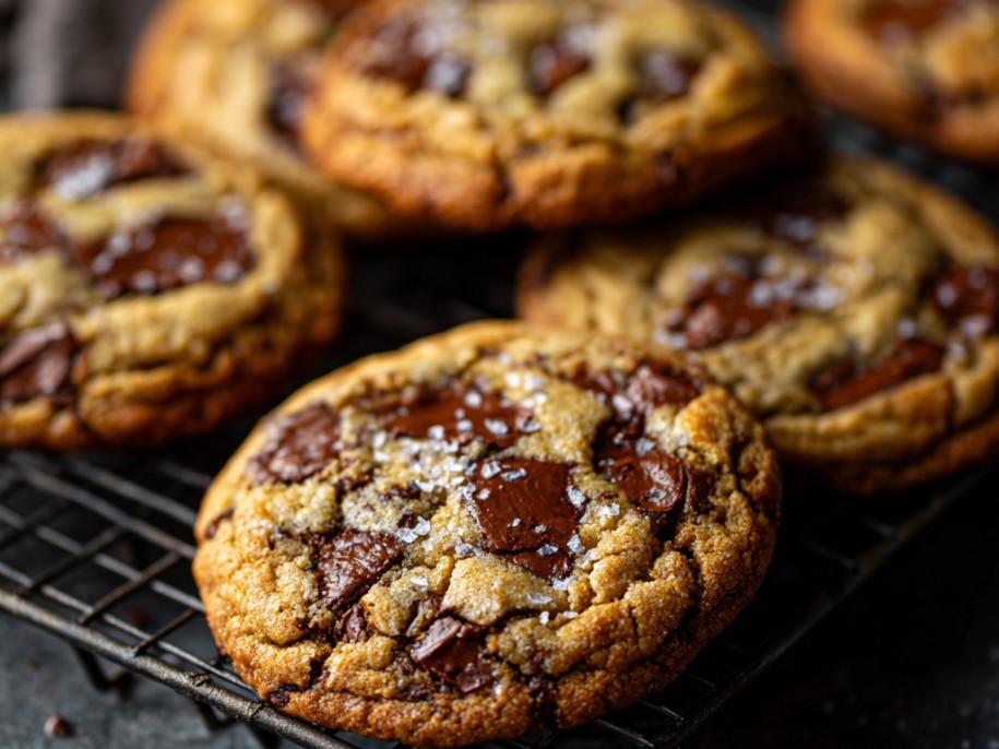 The upgraded version. Every technique applied: brown butter, extra egg yolk, rest the dough 48 hours, bake from frozen, and immediately bang the pan on the counter when they come out. The result is bakery-quality at home.