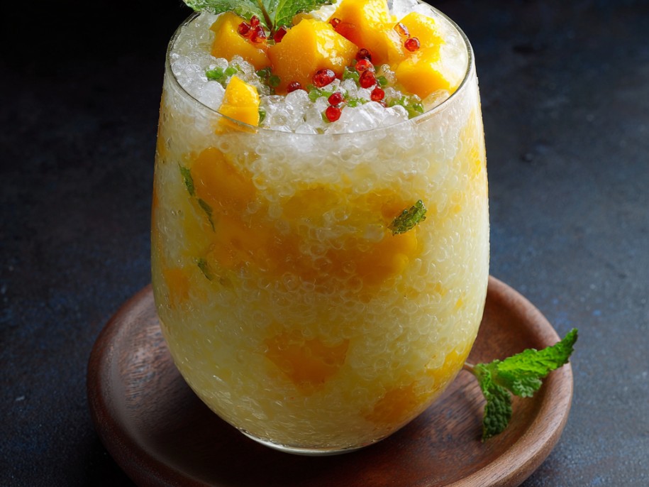 The Hong Kong dessert that went viral for good reason. Sweet Alphonso mango puree, pomelo segments, tiny tapioca pearls, and coconut milk. Cold, fragrant, and impossibly refreshing.