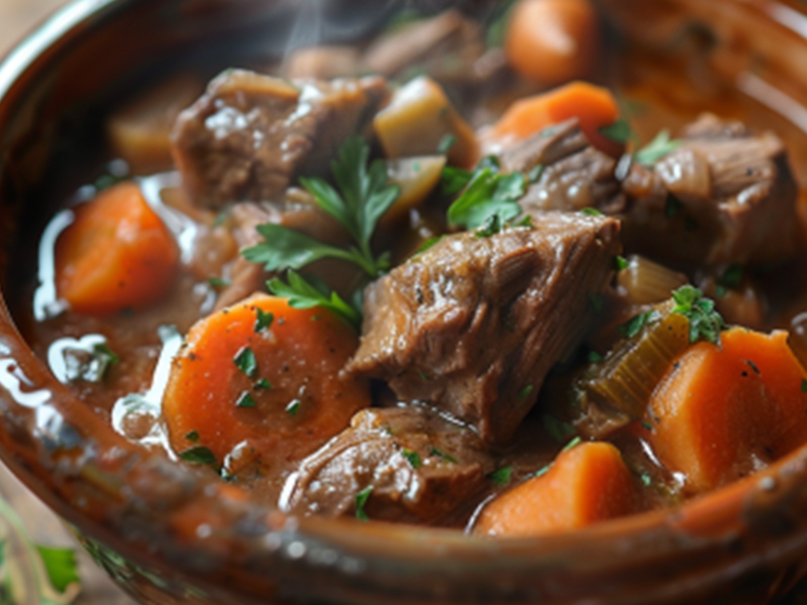 Chuck roast braised in red wine with root vegetables until the meat falls apart and the broth becomes a thick, glossy gravy. This is the definition of Sunday dinner.