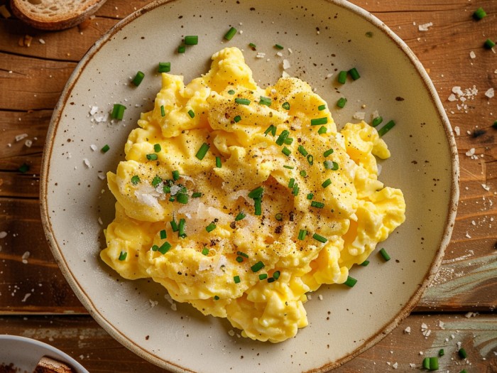 Soft, creamy, never rubbery. The secret is low heat and patience. These scrambled eggs will ruin every diner version for you forever.