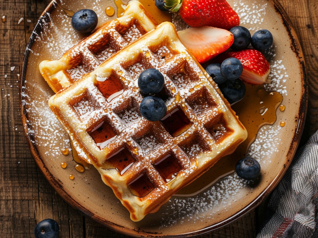 Crispy on the outside, fluffy on the inside. The trick is separating the eggs and folding in the whites — it makes all the difference. Top with fresh berries and whipped cream.