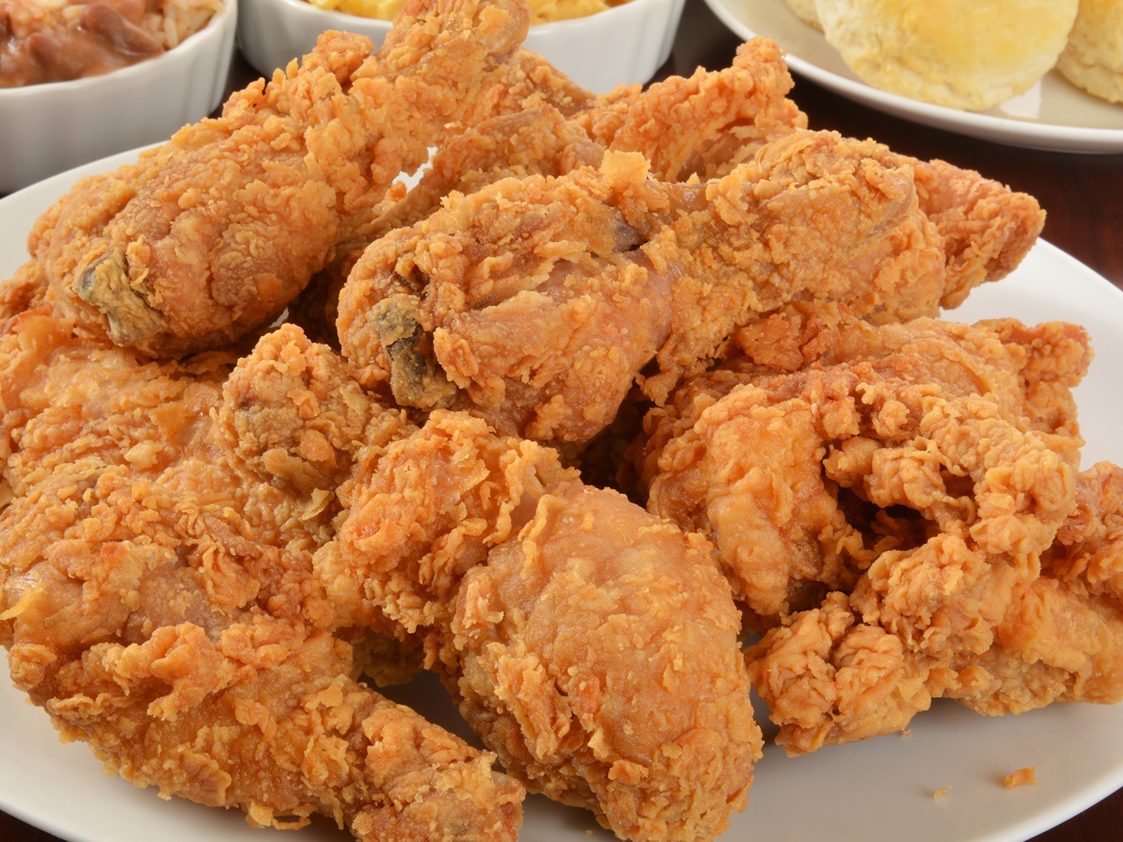 Brined for 24 hours in buttermilk and hot sauce, dredged twice in seasoned flour, and fried in a cast iron skillet in lard. This is the real thing. It takes two days and is absolutely worth it.