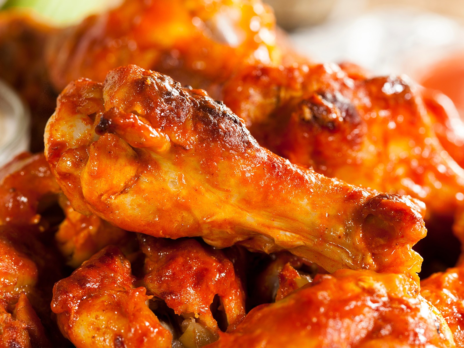 Double-fried for maximum crunch, tossed in a buttery Frank's RedHot sauce. These wings have started arguments about whether they are the best anyone has ever eaten. I agree.