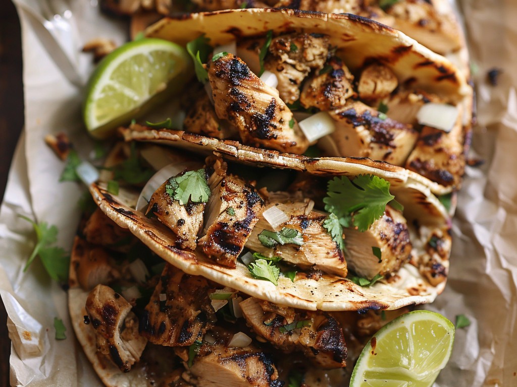 Marinated chicken thighs grilled until charred, chopped and piled into double corn tortillas with white onion, fresh cilantro, and a squeeze of lime. Simple, perfect, irreplaceable.