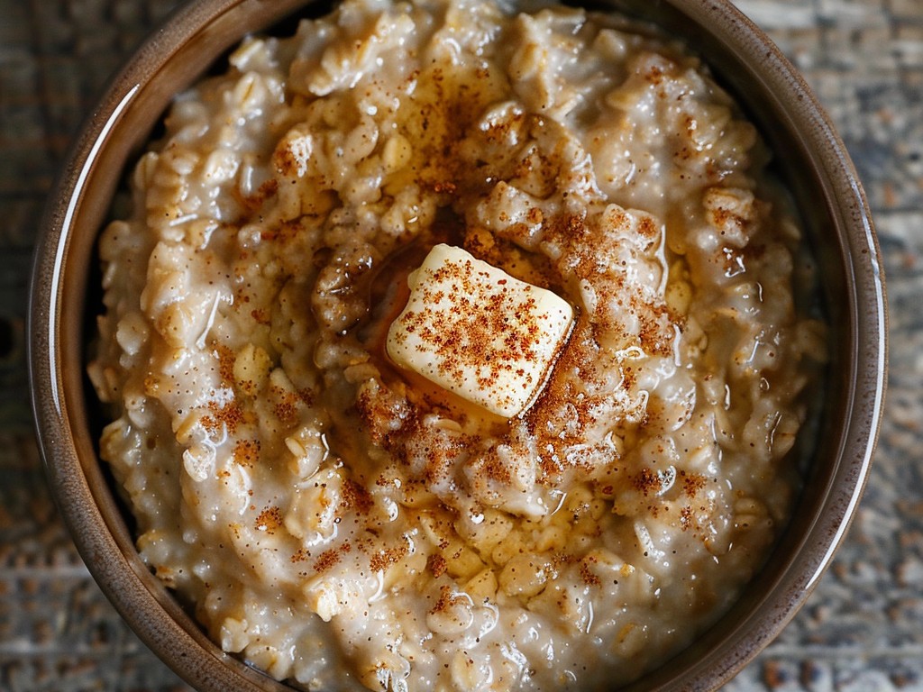 Creamy, comforting, and endlessly adaptable. Steel-cut oats cooked low and slow with brown sugar, cinnamon, and a knob of butter. Top with whatever your morning needs.