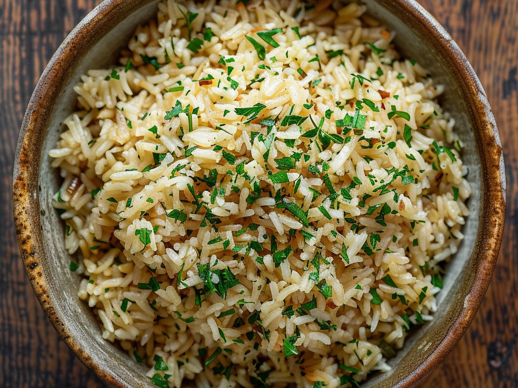 Long-grain rice toasted in butter until nutty, simmered in chicken broth with shallots, thyme, and bay leaf. Finished with fresh herbs. The method that produces rice that is never gluey.