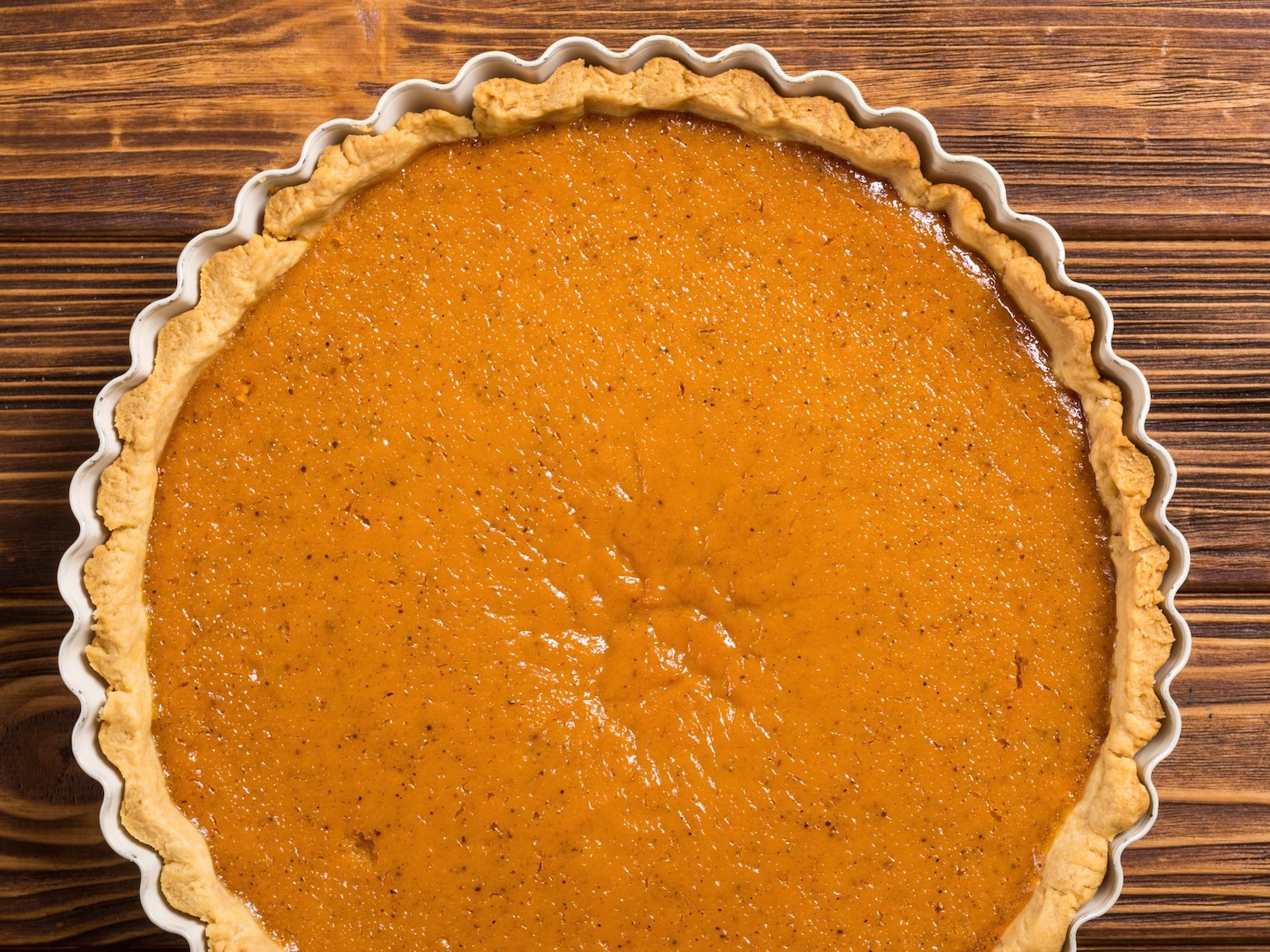 Made with fresh pumpkin roasted and pureed (if you have the time). A custard filling perfumed with cinnamon, ginger, cloves, and black pepper in a buttery blind-baked crust. The version that changes the conversation at Thanksgiving.