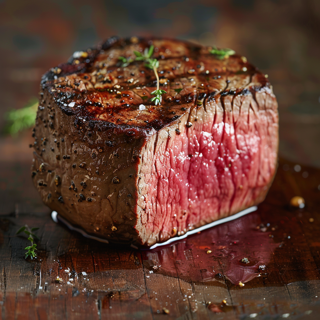 Pan-seared filet finished with butter, garlic, and thyme. Hard crust, perfect medium-rare center. Let it rest — that’s everything. Simple, but done right it’s better than most steakhouses.