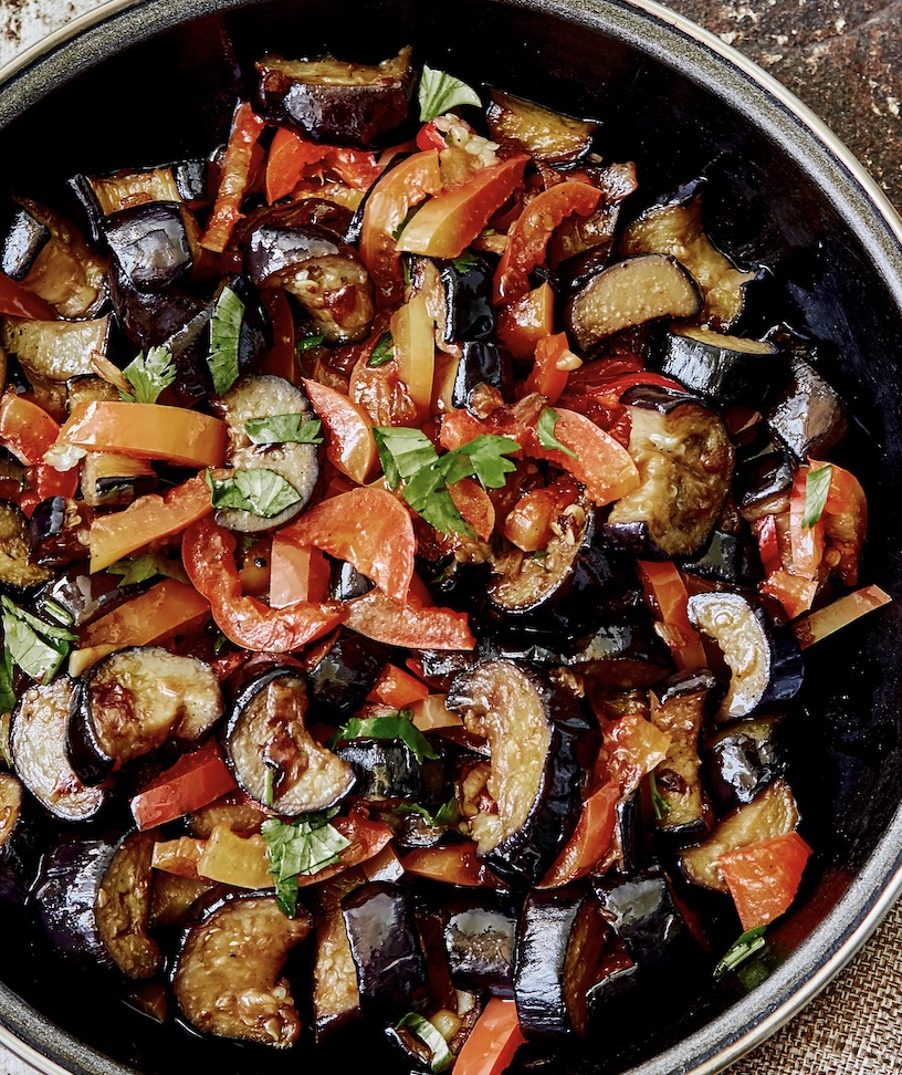 Stewed vegetables with herbs and olive oil. Light, fresh, and full of summer flavor.