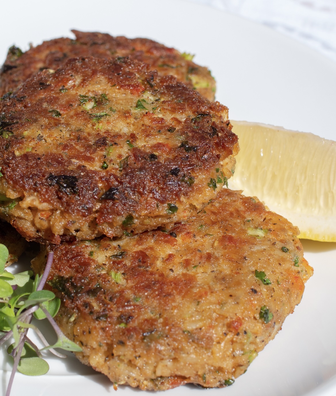 Crispy outside, tender inside crab cakes packed with lump crab. Lightly seasoned and pan-fried. Restaurant quality!