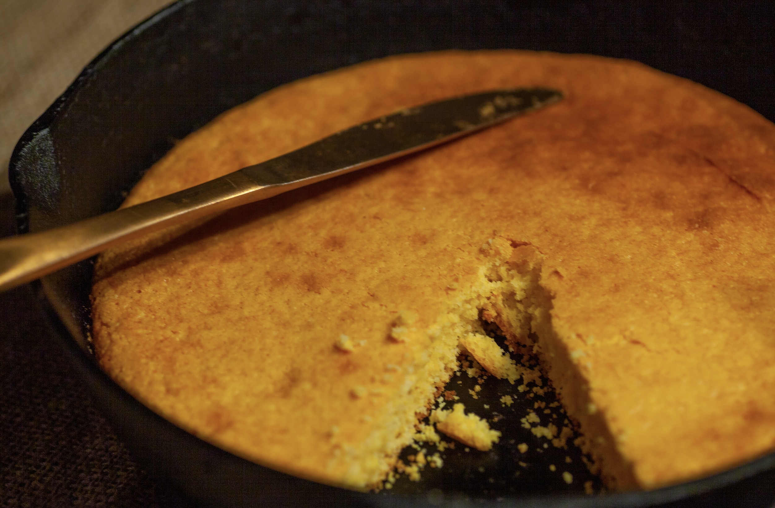 Golden, crisp-edged cornbread with a tender center. Slightly savory and perfect with any Southern meal.