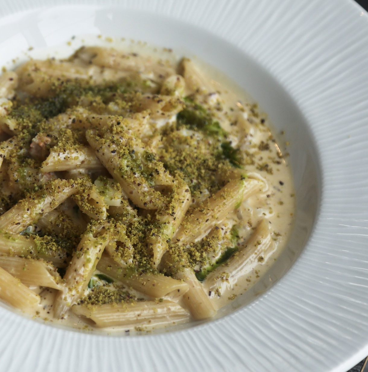 Bright, nutty, and vibrant. This Sicilian-inspired pasta uses creamy pistachios for a modern twist on the classic basil pesto.