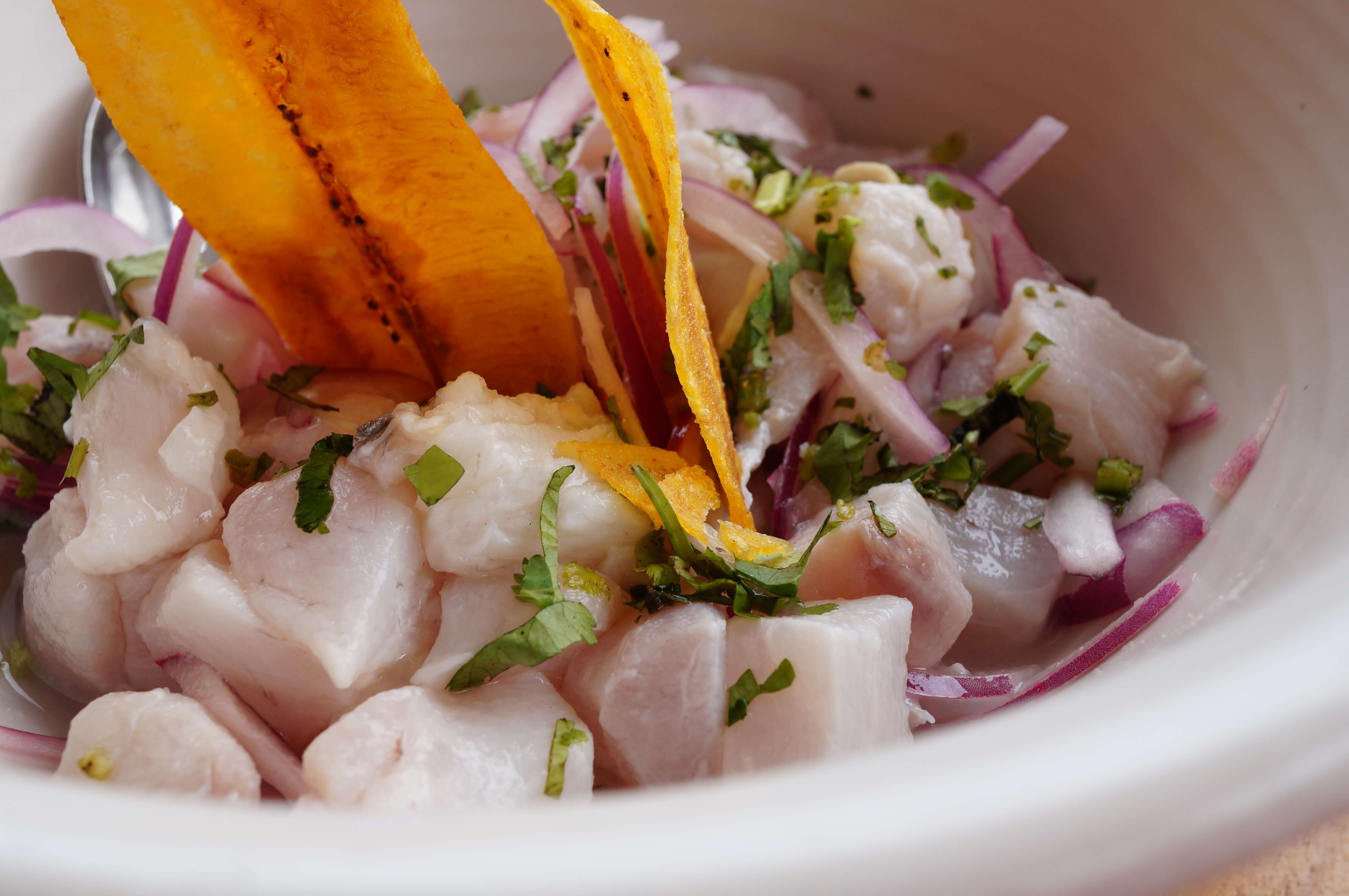 Fresh raw fish cured in citrus juices, spiced with chili peppers and red onion. Vibrant, light, and authentically zesty. I could eat it every day!
*Read the full description below for fish suggestions.*