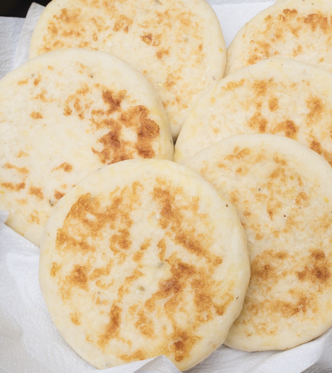 Crispy on the outside, fluffy on the inside corn cakes. Perfect filled with cheese, avocado, or savory proteins.