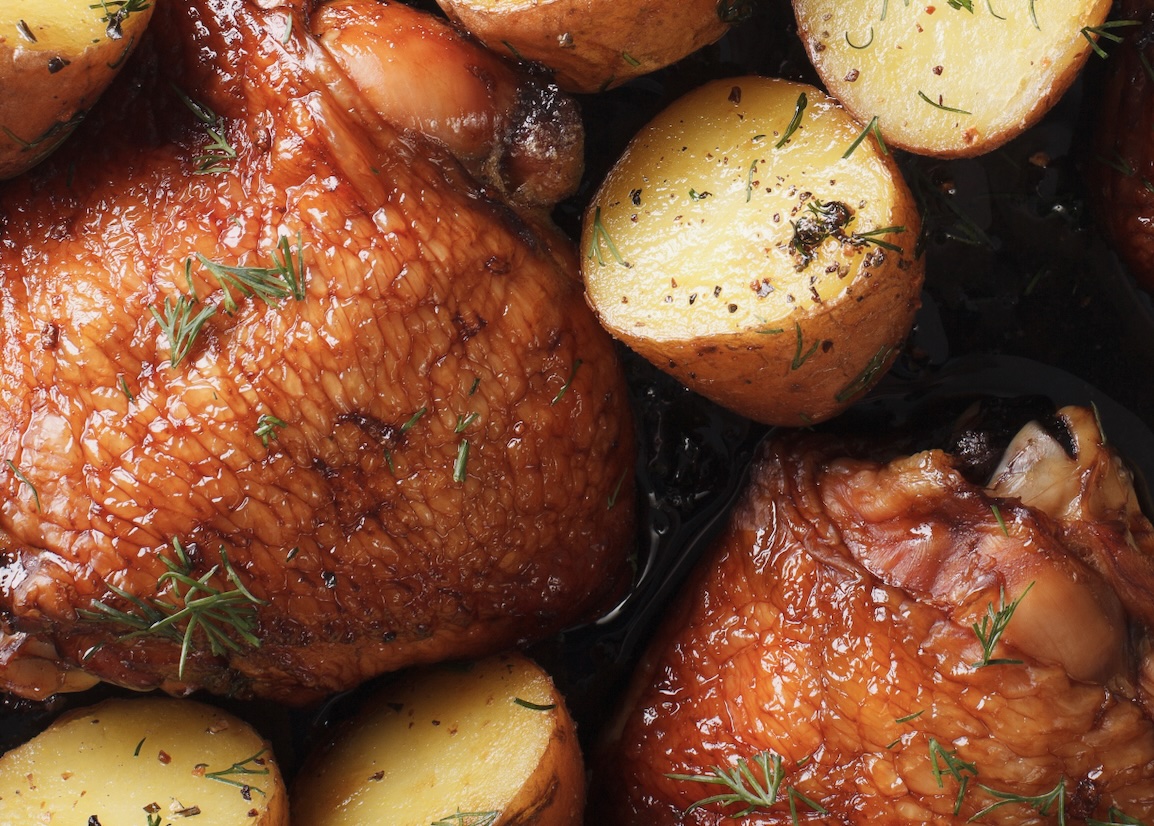 It'll take you 5 minutes to prep it then forget it. Perfect for a hectic weeknight! Plus, it's a complete, healthy meal. The potatoes absorb the chicken juices, becoming incredibly flavorful and tender.